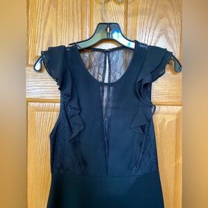 Elegant Black Lace Ruffle Dress